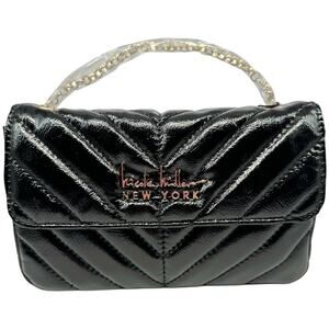 Nicole Miller New York Black Quilted Chain Strap Crossbody Bag Purse Small NWT